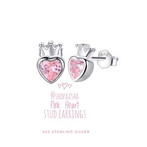 Pink Heart Stud Earrings